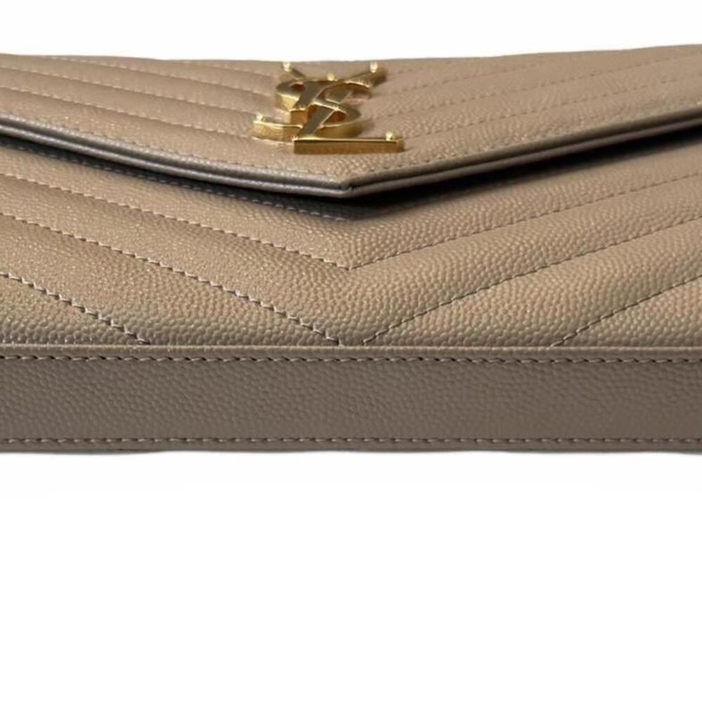 Yves Saint Laurent Classic Cassandre Brown Chain Wallet Grain De Poudre Leather - Picture 3 of 10